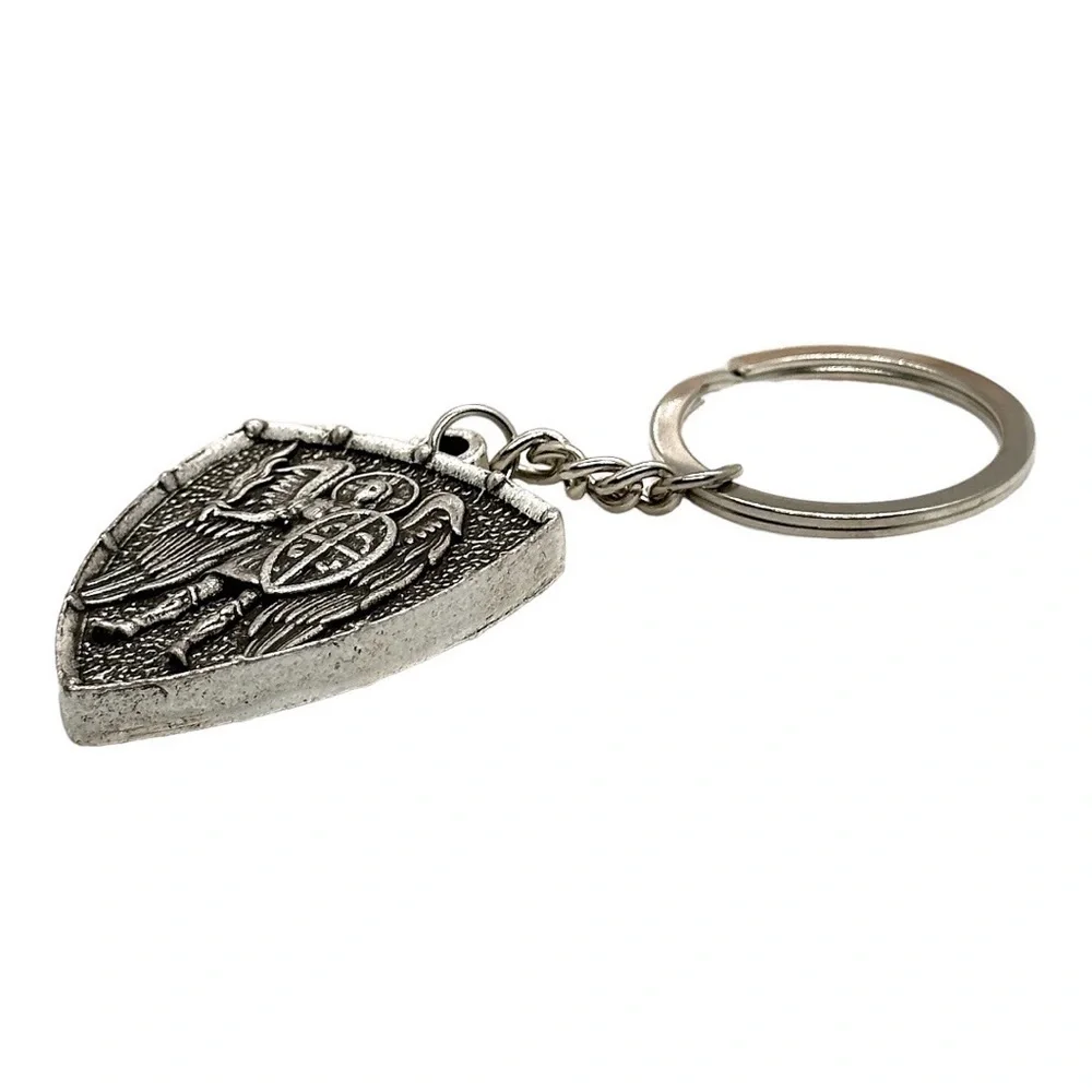 Arch Angel Michael Heavy Silver Keychain